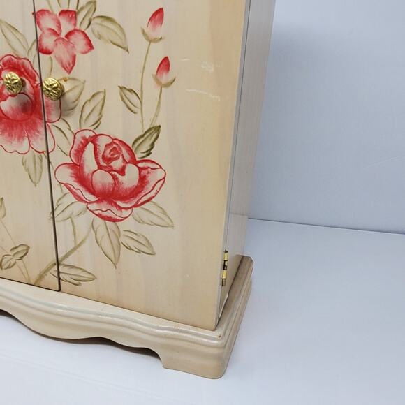 Wooden Floral lacquered open front jewelry box in good used condition - Picture 6 of 9